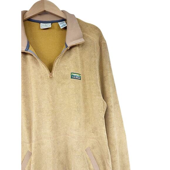 L.L. Bean Fleece 1/2 Zip Pullover Jacket Tan Brown Beige Size Large Regular Mens - Picture 3 of 7